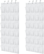 GORILLA GRIP Over the Door Shoe Organizer, 2 Pack, 24 Breathable Mesh Pockets, Space Saving Hanging Storage Holder, Closet Rack Hanger Holds Up to 40 lbs, Hangs on Closets, Shoes, Accessories, White