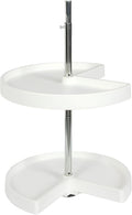 Knape & Vogt Plastic Lazy Susan Organizer, 2-Tier Lazy Susan for Cabinet, Kidney-Shaped 18-Inch Polymer 360º Turntable, White