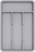 Lifewit Silverware Tray, Cutlery Drawer Organizer Storage for Kitchen, Plastic Flatware Utensil Holder Divider for Spoons Forks Knives Tableware, 4 Compartment, Gray