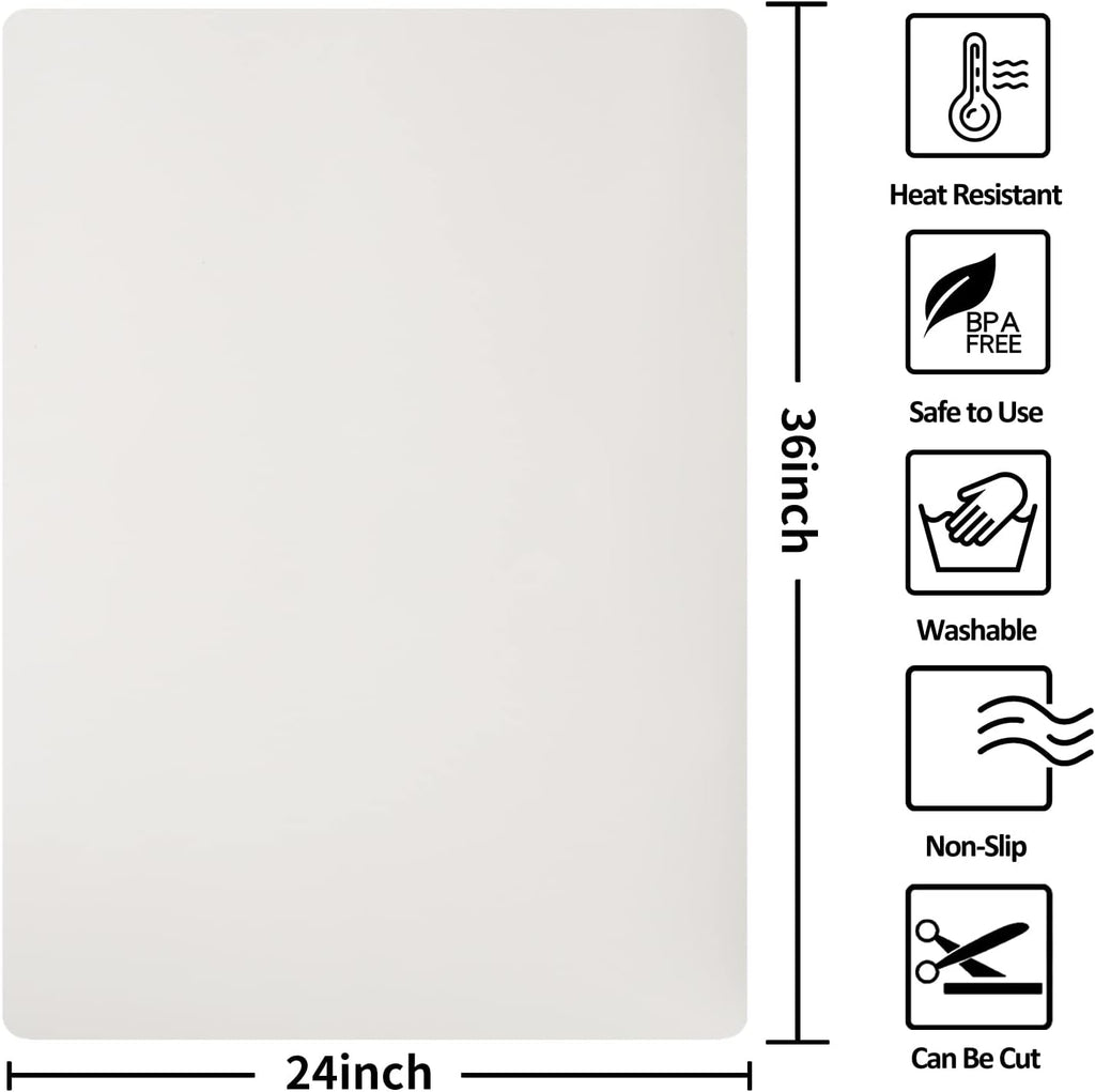 Slicone Mat Heat Resistant Mats for Countertop, Multipurpose Large Silicone Mats for Crafts Kitchen Workbench Size 36x24 inches Thick 2mm,Rolled Package,Beige