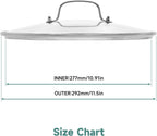 11 IN Glass Lid with Stainless Steel Handle for Frying Pan, Tempered Replacement Cover Compatible for All Cookware for Skillets, Round Cast Iron Aluminium, Stainless Steel Pans & Pots 276mm-292mm