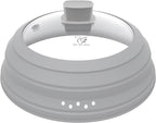 Microwave Splatter Cover Glass Cover Guard Lid with Collapsible Silicone for Food Pot Plate Cover 9.8 inch Light Grey