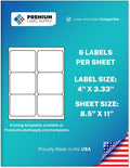 Premium Label Supply White Sticker FBA Labels – 4" x 3.33" – Laser/Inkjet Compatible – (6 per Sheet), 25 Sheets - 150 Total Adhesive Labels