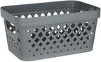 Glad Plastic Baskets for Organizing, Set of 6 | Pantry Storage for Under Counter, Linen Closet, and Bathroom | Nesting Shelf Bins with Handles, 1 Gallon, Grey