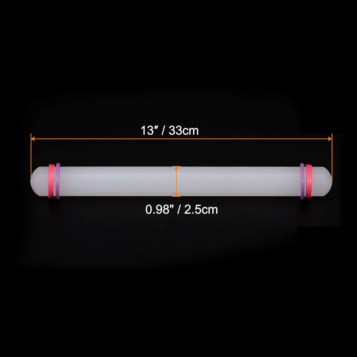 HARFINGTON Fondant Rolling Pin 13 Inch x 0.98 Inch Adjustable Guide Rings Non-Stick PP Plastic Fondant Roller Dough Roller Kitchen Decorating Tools for Cookie Pastry Pizza Clay