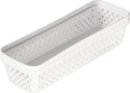 Glad Plastic Storage Basket Set - Multipurpose Drawer Trays, Kitchen Pantry Containers, and Bathroom Bins - 6 Pack Narrow Organizers, White