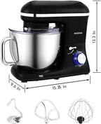 Aucma Stand Mixer,7.4QT Food Mixers, Kitchen Electric Mixer with Dough Hook, Wire Whip & Beater(Black, 7.4QT)