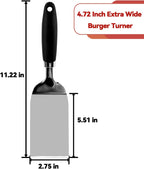 Metal Spatula for Cast Iron Skillet Grill & BBQ, Flat Top Griddle Spatulas for Burgers Fish Eggs, Stainless Steel Turner Flipper for Kitchen Use