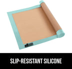 GORILLA GRIP Reusable Nonstick Silicone Baking Mat, 2 Pack, BPA-Free Oven Safe Food Liner, For Cookie Sheets, Toaster Ovens, Easy Clean Kitchen Pastry Mats, 11.75x8.25, Small Quarter Sheet Size, Mint