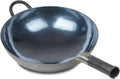 臻三环 ZhenSanHuan Chinese Hand Hammered Iron Woks and Stir Fry Pans, Non-stick, No Coating, Carbon Steel Pow (34CM, BlueBlack Seasoned with help handle)