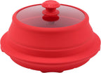 Microwave Splatter Silicone Cover Collapsible Steamer, Vented Multifunction Splash Lid with Glass Dish Bowl Plate for Food Cooking Bacon Maker, Dishwasher Safe BPA-Free 10.5 inch Cookware Set