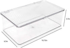 Isaac Jacobs Medium Stackable Organizer Bin (10.75”x6.5”x3.7”) w/ Hinged Lid, Clear Storage Box, Home, Office, School, Fridge, Bathroom, Kitchen, Pantry Container, BPA-Free, Food Safe (Medium, Clear)