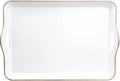Spsyrine White Decorative Serving Tray with Handles, Elegant Plastic Coffee Table Tray for Ottoman, Living Room, Home Decor