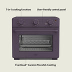 bella Air Fry Toaster Oven, 7 Preset Cooking Options, Dishwasher-Safe EverGood Coated Trays Included, 60-Minute Auto Shutoff w Audible Timer, Power Indicator Light, 1700 Watt, Plum