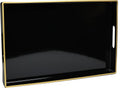 Spsyrine Black Decorative Serving Tray with Handles, Elegant Plastic Coffee Table Tray for Ottoman, Living Room, Home Decor 15.6" X 10.2"