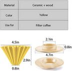 Ceramic Coffee Dripper Pour Over Coffee Maker with Wood Stand Elegant Flower Shape V60 Filter (black)