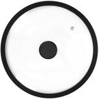 Silicon Glass Lid for Pot,Pan,Skillet Fits 11"(28CM) Cookware Silicon lid Dishwasher Safe, Replacement Lid Vented Tempered Glass with Heat Resistant Silicone Rim By HR Huare Technology,Black,1 Pack
