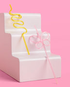xo, Fetti Pastel Reusable Straw Set - 20 pc | Rainbow Birthday Party, Butterfly Bachelorette, Bridal Shower Decorations | Squiggly, Wavy,