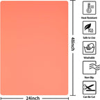 Silicone Mat Heat Resistant Mats for Countertop, Large Silicone Mats for Kitchen Counter Crafts Workbench Table, Size 48x24 inches Thick 2mm,Rolled Package,Coral