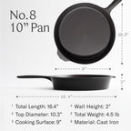 Field Company Starter Set – 10-Inch Cast Iron Skillet No.8 with Cleaning Kit: Natural Fiber Brush, Chain Mail Scrubber & Organic Seasoning Oil – Lightweight, Preseasoned, Made in USA, Vintage Design