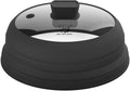 Microwave Splatter Cover Glass Splatter Guard Lid with Collapsible Silicone for Food Pot Plate Cover 11.8 inch Black