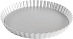 Lumintrail Fat Daddios Anodized Aluminum Fluted Tart Pan, 2 Pack, 9.5 Inches by 1 Inch, with a Measuring Spoon Set