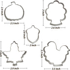 Thanksgiving Cookie Cutters Set 5PCS, Food-grade Stainless Steel Turkey Pumpkin Pine Cones Maple Leaf Fall Cookie Cutters Shapes, Sturdy Metal Biscuit Cutters for Home Holiday Family Baking