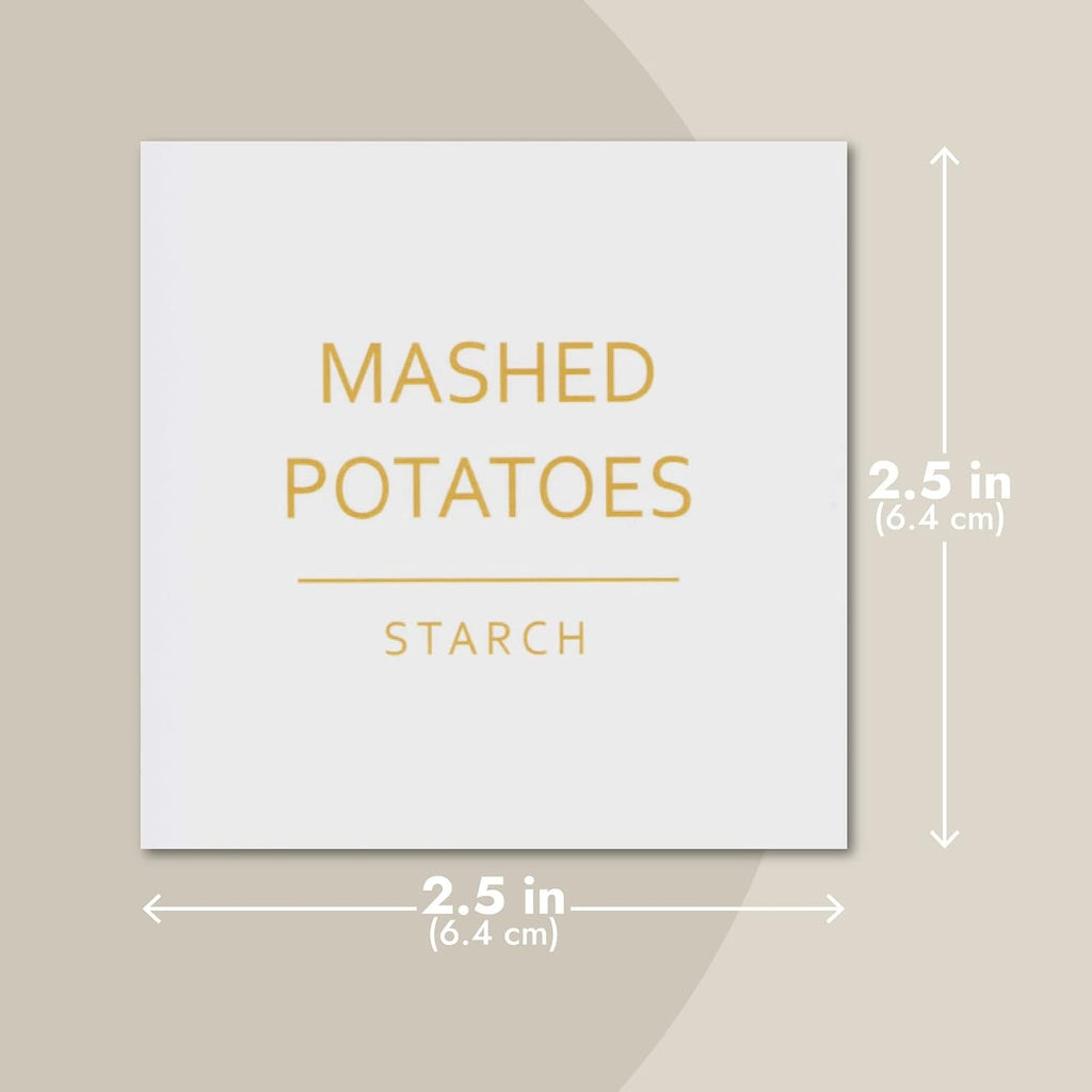 Talented Kitchen Labels for Storage Bins & Food Containers - 2.5 x 2.5-Inch Matte White Vinyl Squares - Metallic Gold Text Peel & Stick - Water-Resistant for Jars & Pantry Organization