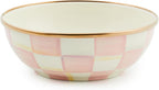 MACKENZIE-CHILDS Enamel Everyday Bowl, Serving Bowl for Entertaining, Extra-Small, Pink-and-White Rosy Check, Set of 1