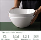 DOWAN Large Mixing Bowls, Ceramic Serving Bowls, 3.2 Quart Deep Salad Bowls, 105 Oz White Fruit Bowls for Modern Home, Set of 2
