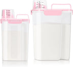 TBMax Rice Container 2 Pack, Airtight Cereal Container Oatmeal Storage with Easy-pouring Spout & Handy Cup for Flour Grain Beans, Pet Dog Cat Bird Food Storage Dispenser-Pink