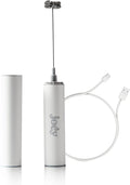 Joe’y High-Grade Milk Frother, USB-Powered Handheld Whisk for Coffee, Lattes, Matcha, Hot Chocolate, Dual-Speed Stainless Steel Frothing Wand with Travel Case, Double-Whisk, White