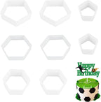 8 Pcs Soccer Ball Hexagon Cookie Cutter - 4 Sizes Geometric Biscuit Cutters Pattern Cake Topper Soccer Cookie Cutter Set for Baking Cake Decorations