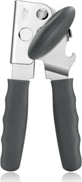 Can Opener Manual Heavy Duty, UHIYEE Hand Held Can Openers for Seniors with Comfort Grip Sharp Blade, Solid Steel Hand Manual Can Open with Magnet for Kitchen Camping, Gray