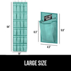 GORILLA GRIP Over the Door Shoe Organizer, 24 Large Breathable Mesh Pockets, Space Saving Hanging Storage Holder, Closet Rack Hanger Holds Up to 40 lbs, Hangs on Closets, Shoes, Accessories, Turquoise