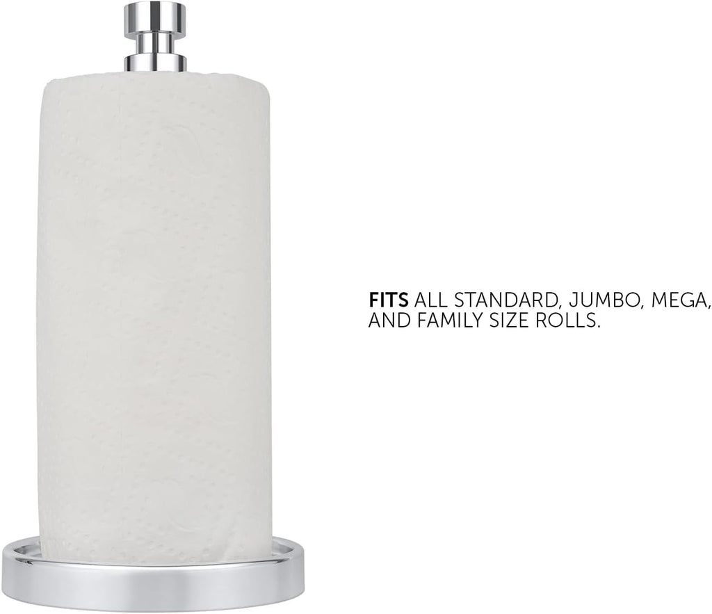 Ivilon Countertop Paper Towel Holder - Steady and Easy Tear - Fits All Paper Towel Rolls - Chrome