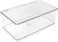Isaac Jacobs Medium Stackable Organizer Bin (10.75”x6.5”x3.7”) w/ Hinged Lid, Clear Storage Box, Home, Office, School, Fridge, Bathroom, Kitchen, Pantry Container, BPA-Free, Food Safe (Medium, Clear)