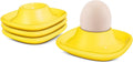 Flexzion Egg Cups for Soft Boiled Eggs - Set of 6 Ceramic Egg Holder - Stackable Egg Coddler Cups with Base for Serving, Breakfast, Brunch - Kitchen Table Decor, Yellow