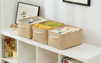 TheWarmHome Storage Bins for Shelves - Medium 3Pack 13.8L*9.8W*6.7H inch Canves Storage Basket for Organizing, Fabric Storage with Handles for Clothes Baby Dog Toys(Beige)