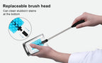 3 in 1 Stainless Steel Long Handled Water Bottle Brush Set, Kitchen Scrubber Cleaning Brush for Mugs, Coffee Cups, Glassware, Wine Glasses, Wake-Ups, with Straw Cleaner, Blue