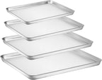 Baking Sheet Set of 4, Yododo Stainless Steel Baking Pan Tray Cookie Sheet, Non Toxic & Healthy, Mirror Finish & Rust Free, Easy Clean & Dishwasher Safe (16inch 12inch 10inch 9inch)