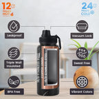 Lexlion 32 Oz Triple Walled Insulated Stainless Steel Tea Infuser Bottle, Fruit Infuser, Leakproof, Sweatproof