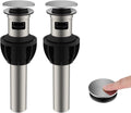 Hibbent 2 Pack Metal Bathroom Sink Drain with Overflow, Pop Up Detachable Stopper, Stainless Steel Vessel Lavatory Vanity Sink Strainer, Anti-Clogging Design, Chrome