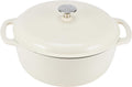Amazon Basics Cast Iron Dutch Oven Pot with Lid, Enameled, Round, Dual Handles, Heavy-Duty, Medium, 6-Quart, White