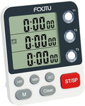 FCXJTU Digital Dual Kitchen Timer, 3-Channel Magnetic Countdown Stopwatch Timer for Cooking, Large Display, Loud Alarm, 100Hr Multi Food Classroom Timer for Seniors & Teachers (Battery Included)