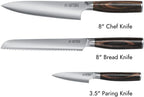 Yatoshi Kitchen Knife Set - 3 Piece, Ultra Sharp High Carbon Stainless Steel, Full Tang