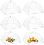Onarway 6 Pack Food Covers 17 Inch Pop-Up Encrypted Mesh Plate Serving Tents, Fine Net Screen Umbrella for Outdoors, Parties, Picnics, BBQs, Reusable and Collapsible