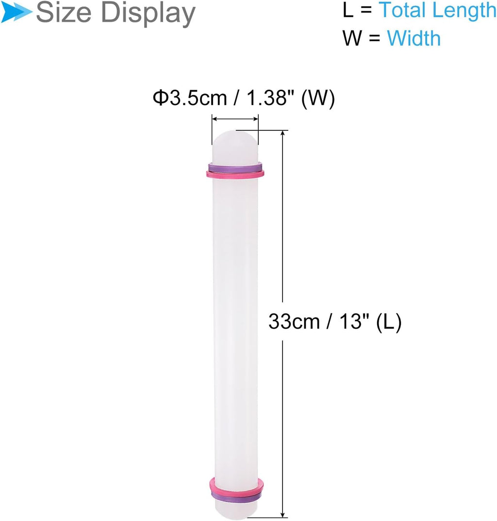 Fondant Rolling Pin, 13" Length, PP Plastic Non-Stick Guide Rings Fondant Roller Dough Roller - (Applications: for Baking Fondant DIY)
