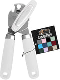 GORILLA GRIP Heavy Duty Stainless Steel Smooth Edge Manual Can Opener and Bottle Openers, Soft Comfortable Handle, Oversized Handheld Turn Knob, US Designed Multifunctional Kitchen Tool, White