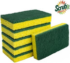 SCRUBIT Heavy Duty Scrub Sponges - Dishwashing Sponge Along with A Tough Scouring Pad - Ideal for Cleaning Kitchen, Dishes, Bathroom - Yellow - 24 Dish sponges